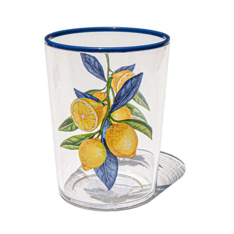 Abode Homewares Lemon Orchard Acrylic Drinking Glass - Yellow - Set of 6
