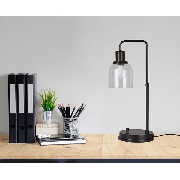 Bronze desk lamp with usb port outlet