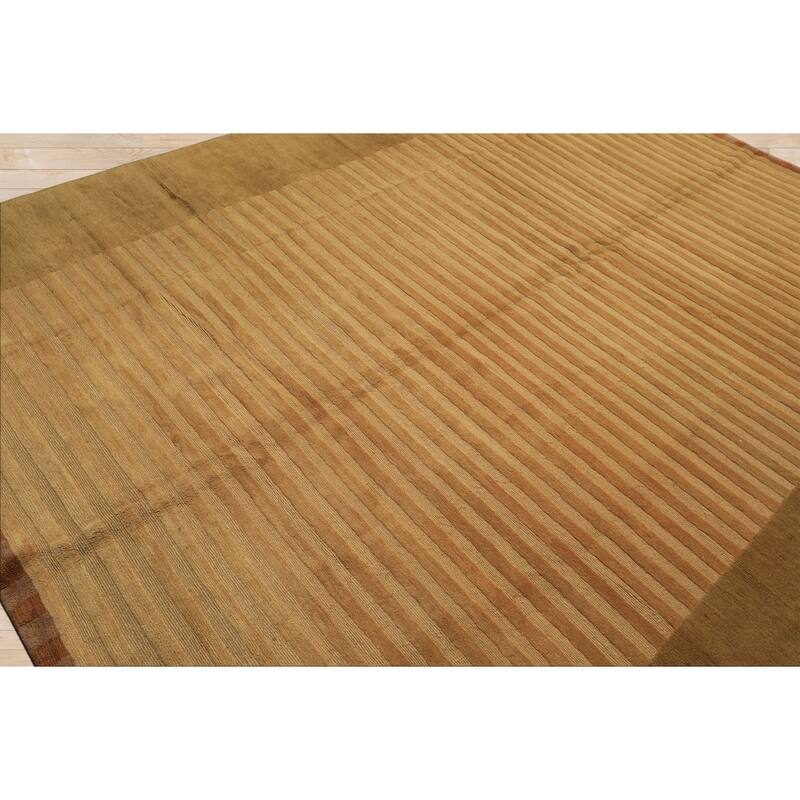 8'3''x9'8'' Tibetano Hand Knotted Wool Khaki Transitional Textured Tibetan Rug - 8' 3'' x 9' 8''