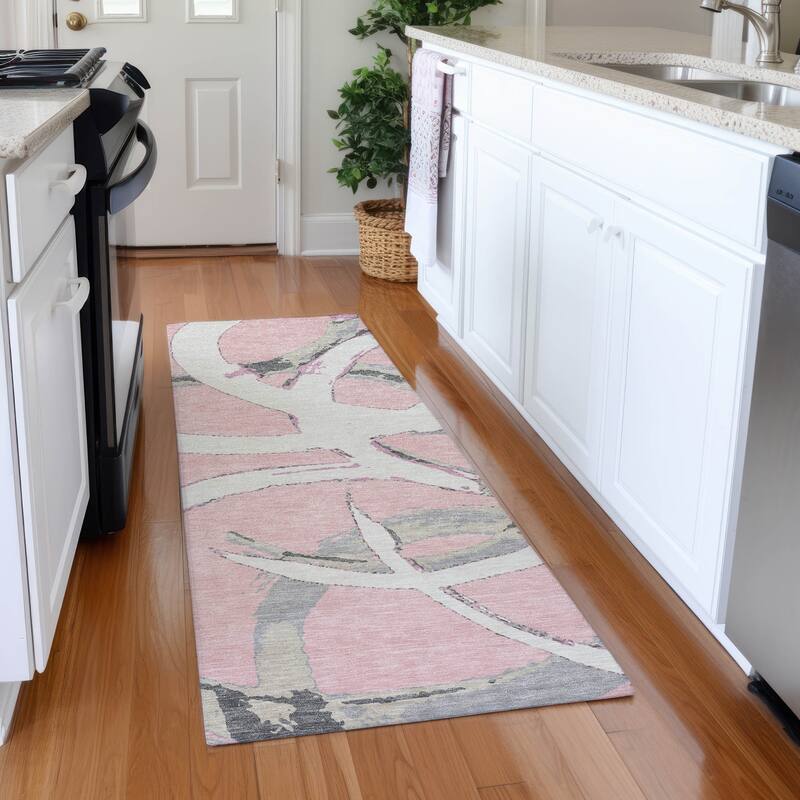 Premium Washable Super Soft Modern Zeus Mayfield Rug - Pink - 2'3" x 7'6"