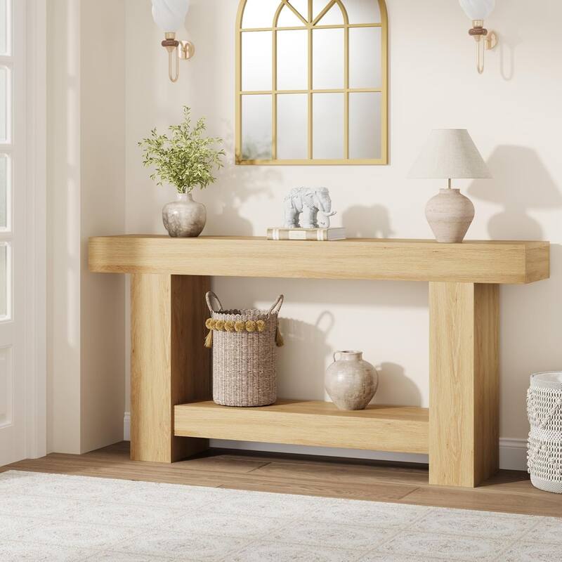 62.9" Narrow Console Table with Storage Rectangular
