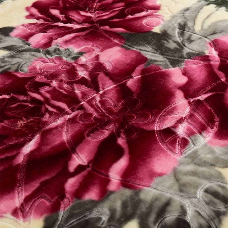 Floral & Animal 2-Ply Heavy Raschel Blanket 85" X 95"