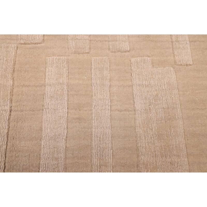 ECARPETGALLERY Hand Loomed Kashkuli Gabbeh Light Khaki Wool Rug - 6'8 x 9'7