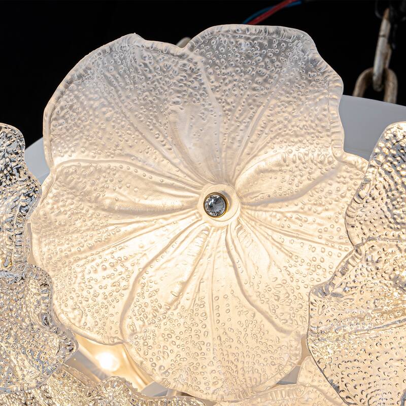 LED Flush Mount Ceiling Light with Clear and Frosted Glass Petal Design