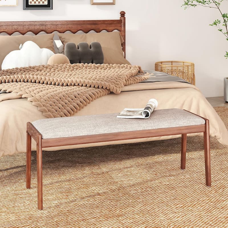 1/2 PCS 45" Dining Bench Upholstered Entryway Bench w/ Padded Seat