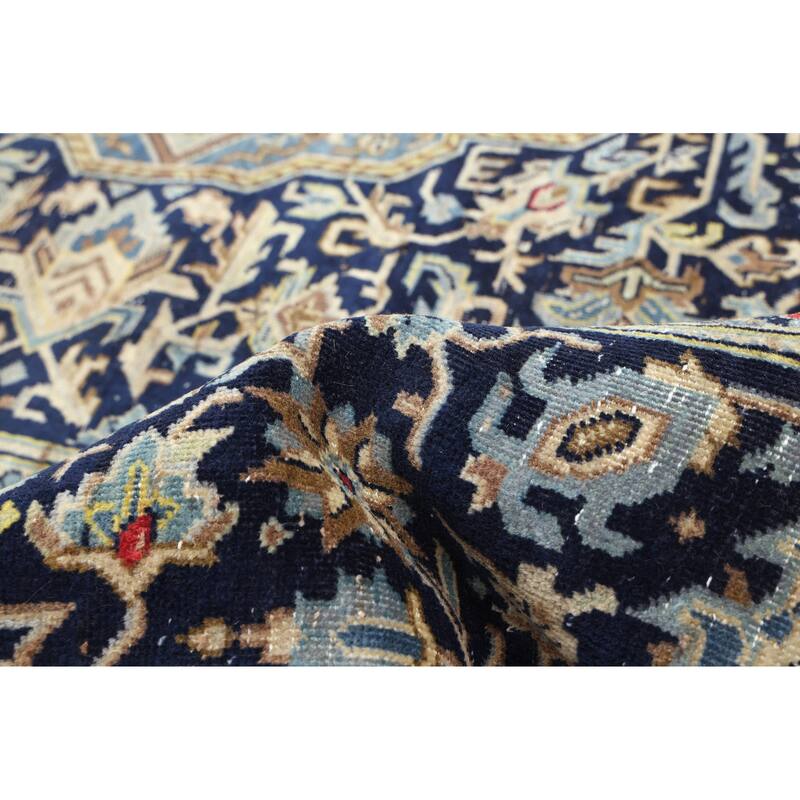 ECARPETGALLERY Hand-knotted Antalya Vintage Dark Navy Wool Rug - 6'8 x 10'6