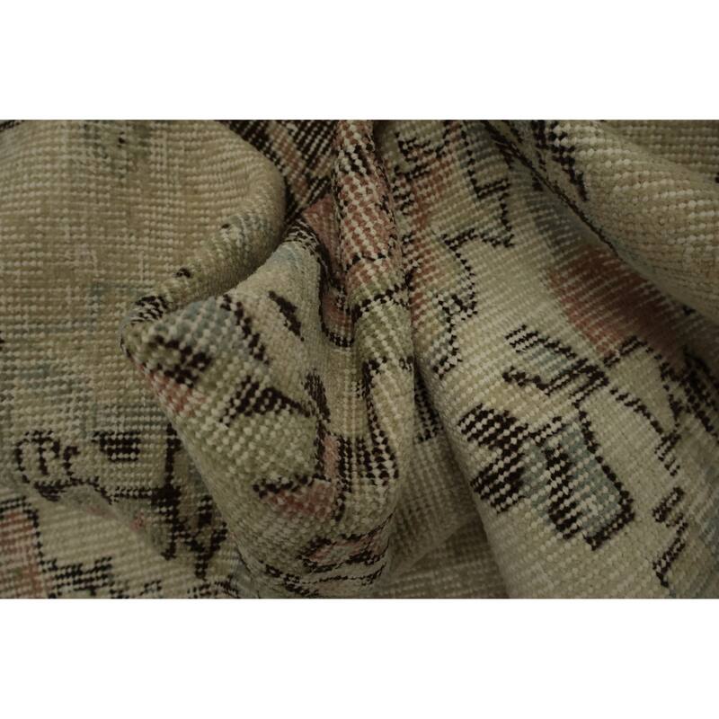 Hand Knotted Oriental 100% Wool Carpet Transitional Floral Beige & Ivories Anatolian Area Rug - 9' 8'' X 6' 3''