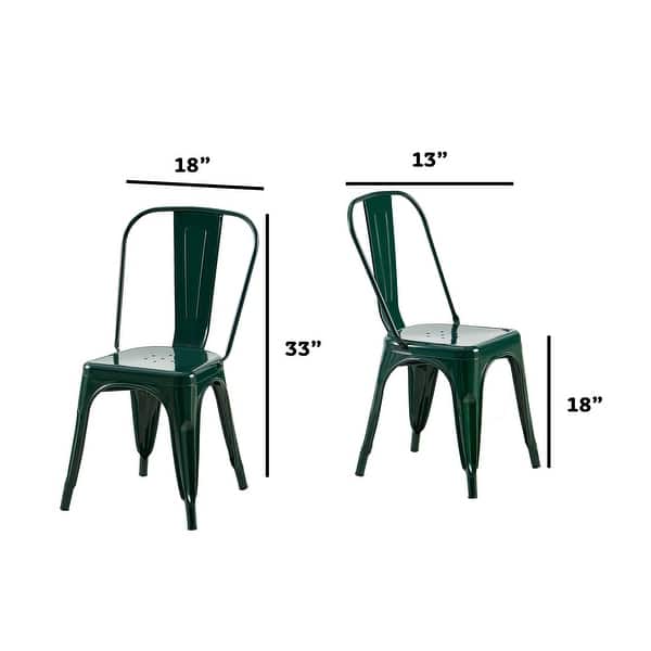 dimension image slide 1 of 4, Industrial Metal 18 Inch Stackable Dining Chair Set