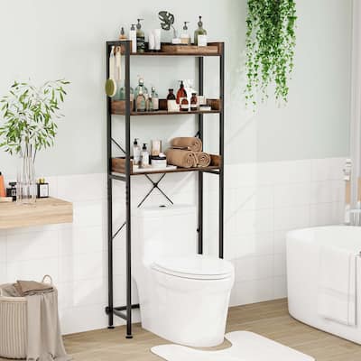 3-Tier Over-The-Toilet Bathroom Shelf Space Saver Rack with 4 Hooks
