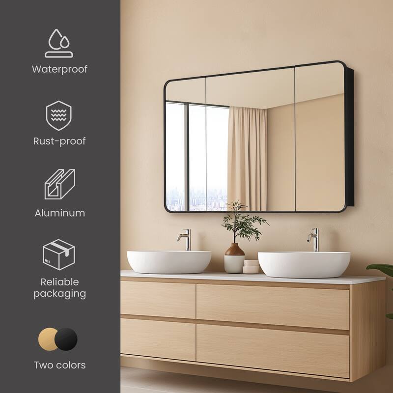Talayuela Rectangular Aluminum Framed Medicine Cabinet with Mirror