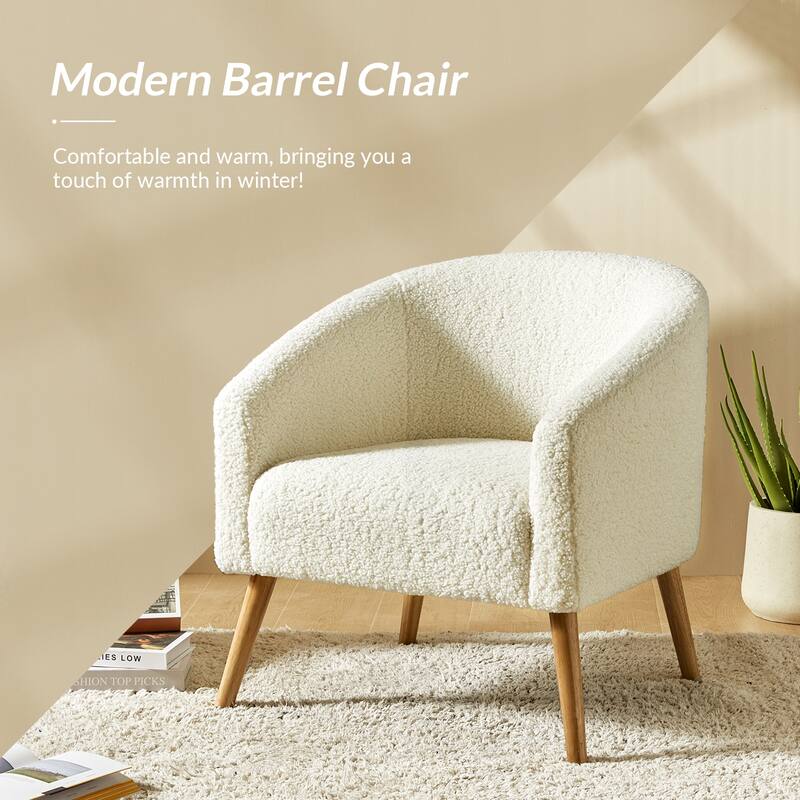 Sheila Modern 30"W Boucle Armchair with Solid Wood Legs Set of 2 by HULALA HOME