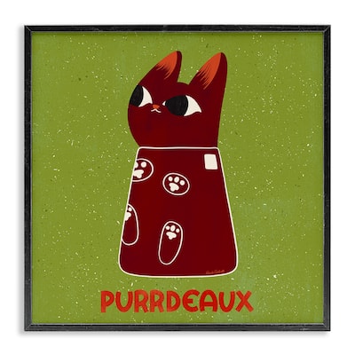 Stupell Purrdeaux Feline Wine Framed Giclee Art Design By Carrie Cantwell