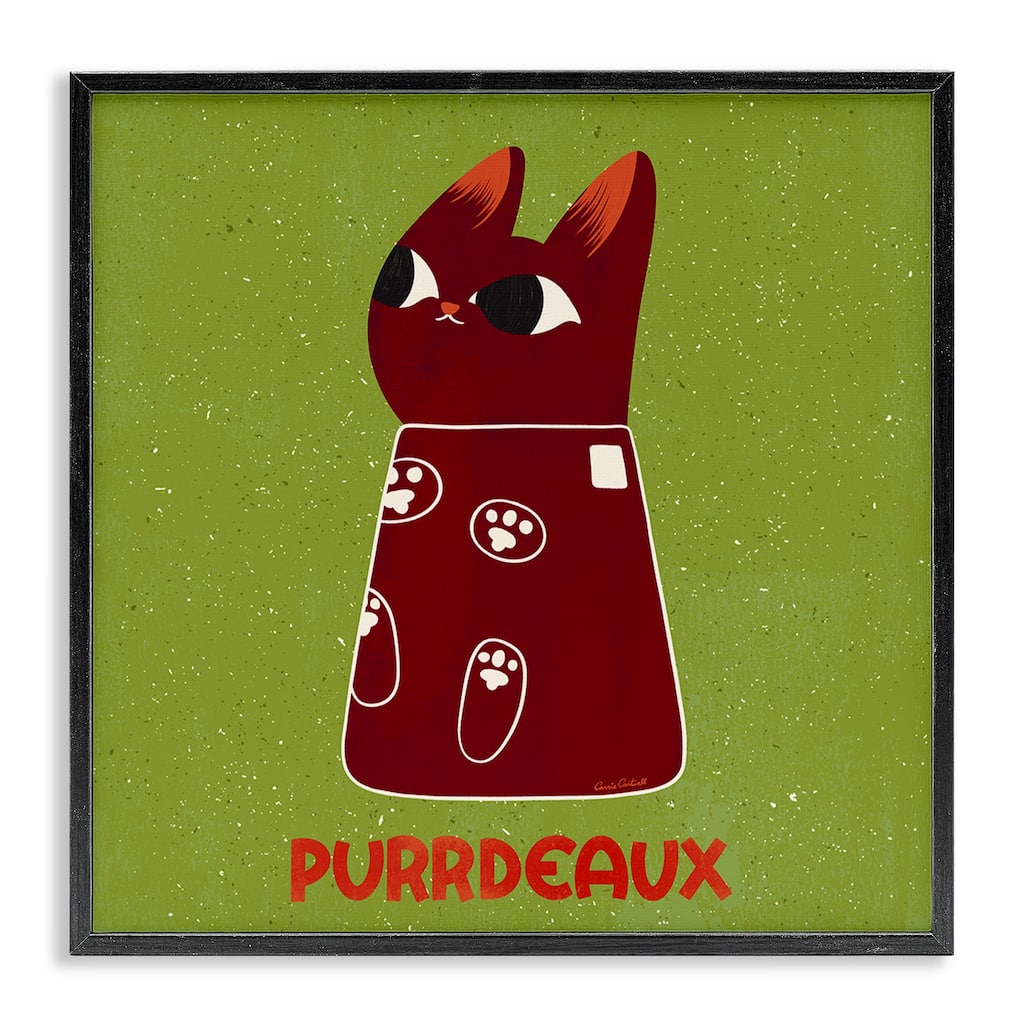 Stupell Purrdeaux Feline Wine Framed Giclee Art Design By Carrie Cantwell
