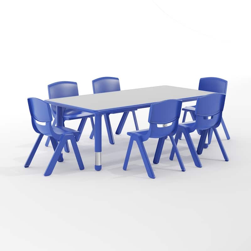 23.625"W x 47.25"L Rectangle Plastic Activity Table Set with 6 Chairs