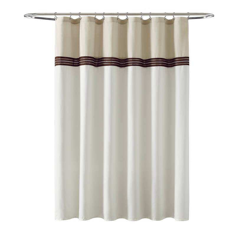 Lush Decor Terra Embroidery Shower Curtain Single