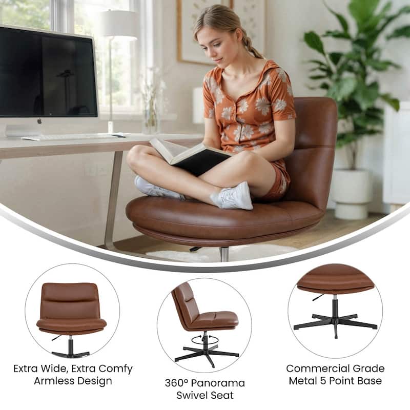 Commercial Wide Mid-Back Padded Upholstered Swivel Office Chair - 27.25"W x 27.25"D x 31.75" - 36.5"H