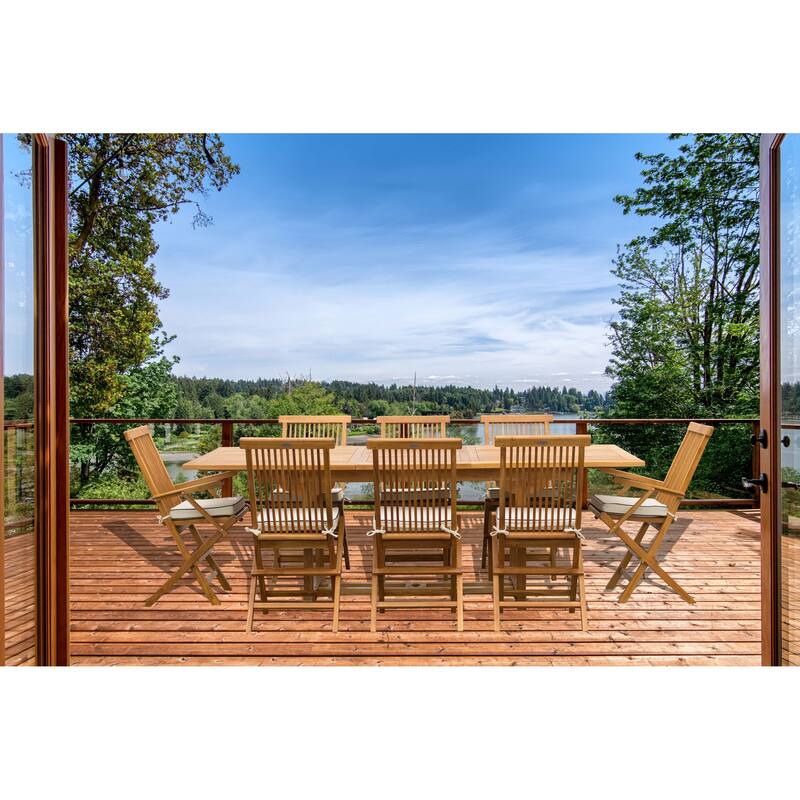 Seven Seas Teak San Juan Teak Wood Rectangular Outdoor Patio Extension Table, 71 to 94 inch (Table Only)