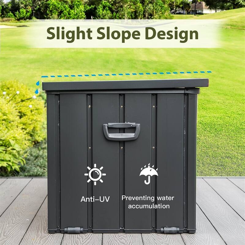 150 Gallon Outdoor Storage Deck Box Toy Storage Box Misc Storage Box with Side Handles Lockable Lid and Mobility Rollers