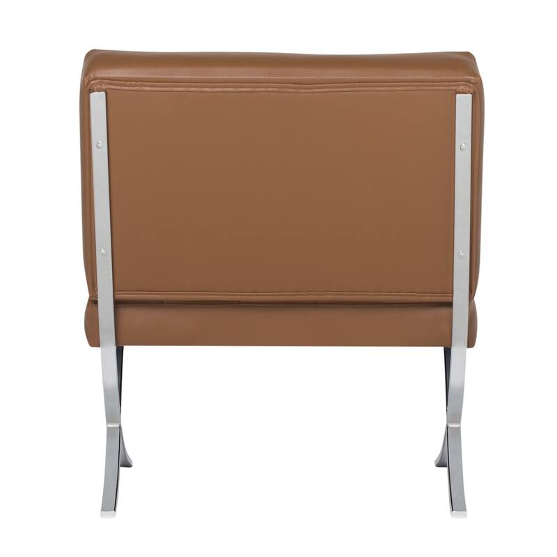 Attriom Bonded Leather and Metal Armless Mid Century Accent Chair - 30.25 x 26 x 34.75"