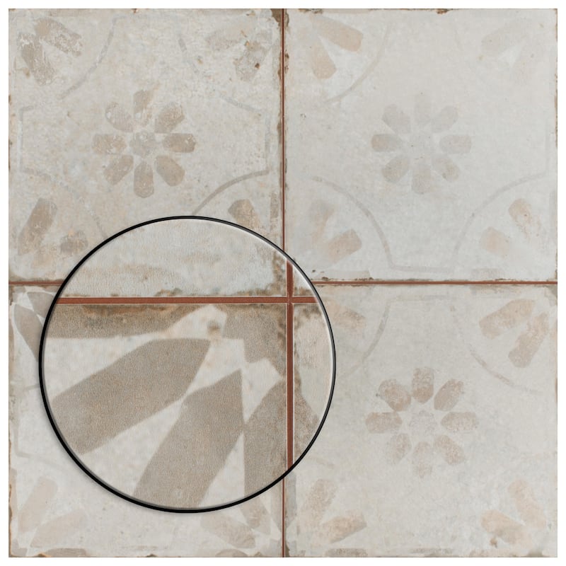 Merola Tile Kings Blume White 17-5/8" x 17-5/8" Ceramic Floor and Wall Tile