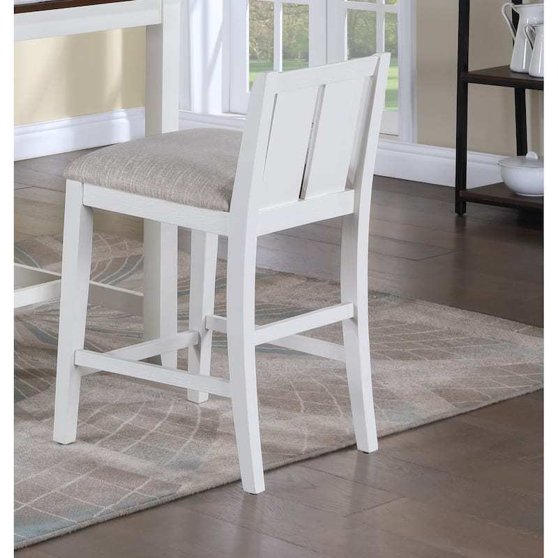 Graham Upholstered Seat 20" Counter Height Chair in White (Set of 2)