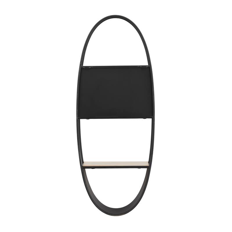 Metal Oval 2 Shelves Wall Shelf - Black - Roche River Decor - 6"W x 16"L x 40"H