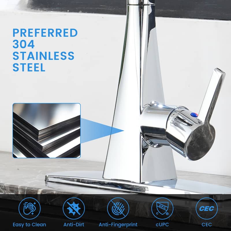 Smart Touchless Dual Sensor Pull Down Kitchen Faucet with Spout Swivel and 3 Function Sprayer