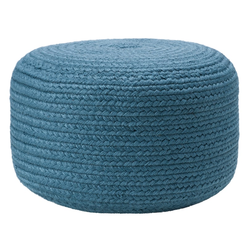 Jaipur Living Saba Solar Round Indoor/Outdoor Polyester Pouf Ottoman/Foot Stool - 18"X18"X12" - Blue