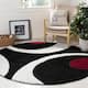 SAFAVIEH Florida Shag Jayati Abstract 1.2-inch Thick Rug - 6'7" x 6'7" Round - Black/Ivory