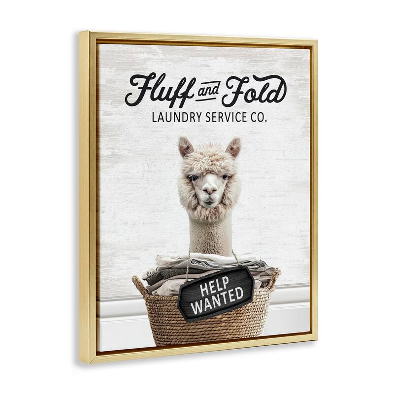 Stupell Fluff & Fold Laundry Framed Floater Canvas Wall Art Design By Lettered and Lined