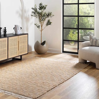 Hauteloom Lonut Jute Living Room, Bedroom Area Rug - Light Brown, Brown - 2' x 3'