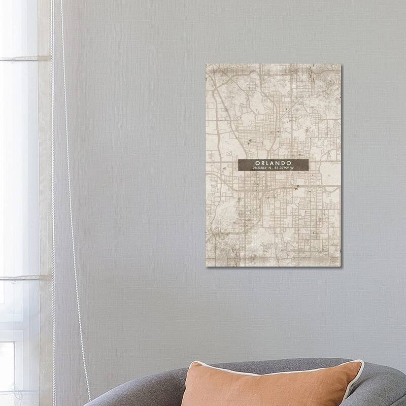 iCanvas "Orlando City Map Abstract Style" by WallDecorAddict Canvas Print - 26x18x1.5