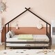 preview thumbnail 2 of 15, Black Full Size Metal House Bed with Trundle and Roof for Kids, Boys and Girls, Bedroom