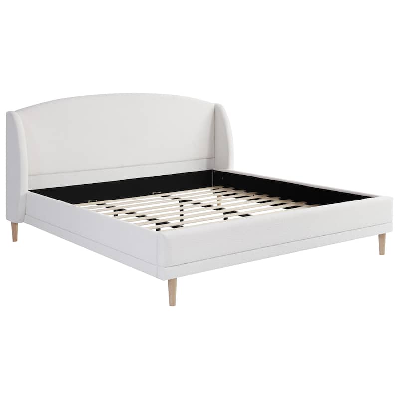 Christopher Knight Home - Isabella Wingback Upholstered Platform Bed with Boucle Fabric and Rounded Corners