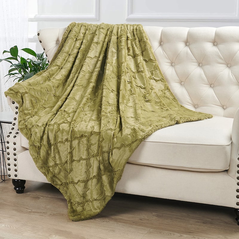 Ashley Brushed Fauxfur Throw with Sherpa and Borrego Backing - 50" x 60" - Khaki
