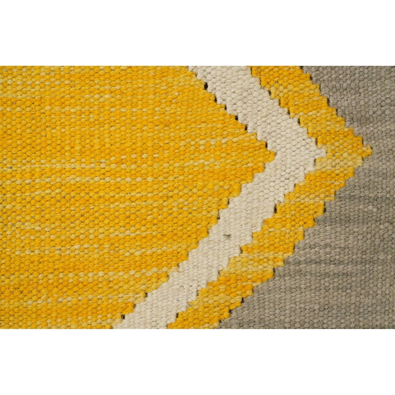 Hand Woven Oriental 100% Wool Carpet Southwestern Modern Greys & Charcoal Kilim Area Rug - 5' 10'' X 3' 10''