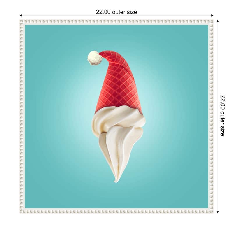 Santas Cream by Artem Pozdniakov (22 x 22 in.), Framed Canvas Wall Art Print - Sylvie Beaded White