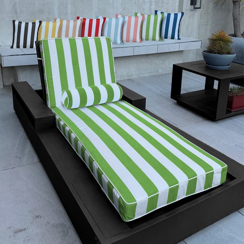 Sherry Kline Indoor/Outdoor Cabana Stripe Chaise Lounge with Contrast Cord