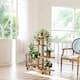 6 Tier Multi-Tiered Solid Wood Plant Stand with Wheels