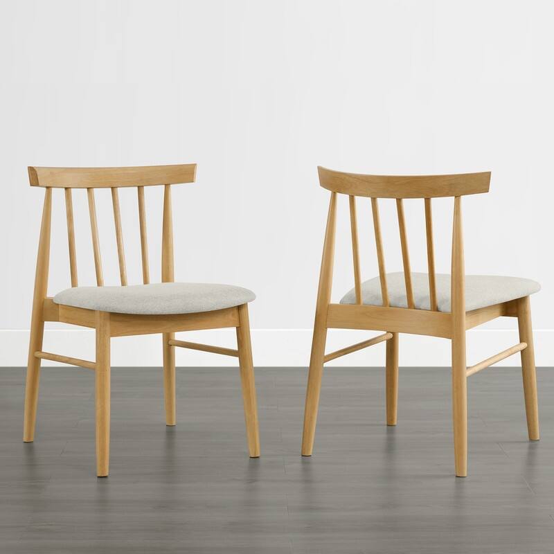Spruce & Spring Windsor Spindle Back Upholstered Dining Chair with Solid Wood Frame
