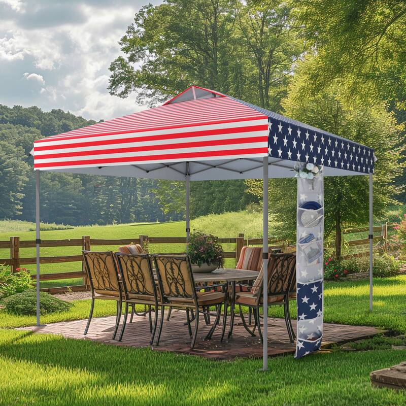 10' x 10' Pop Up Outdoor Canopy Tent Commercial Instant Reinforce Canopies with Wheel Carry Bag & Storage Pocket - 10x10'