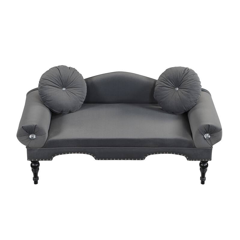 Modern Velvet Upholstered Sofa, Tufted Rolled Arm Accent Bedside Couch