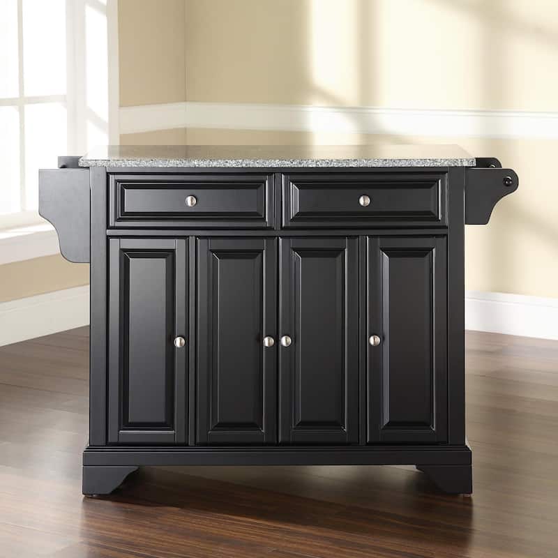 Crosley Lafayette Granite Top Kitchen Island in Black Finish - 18"d x 51.5"w x 36"h