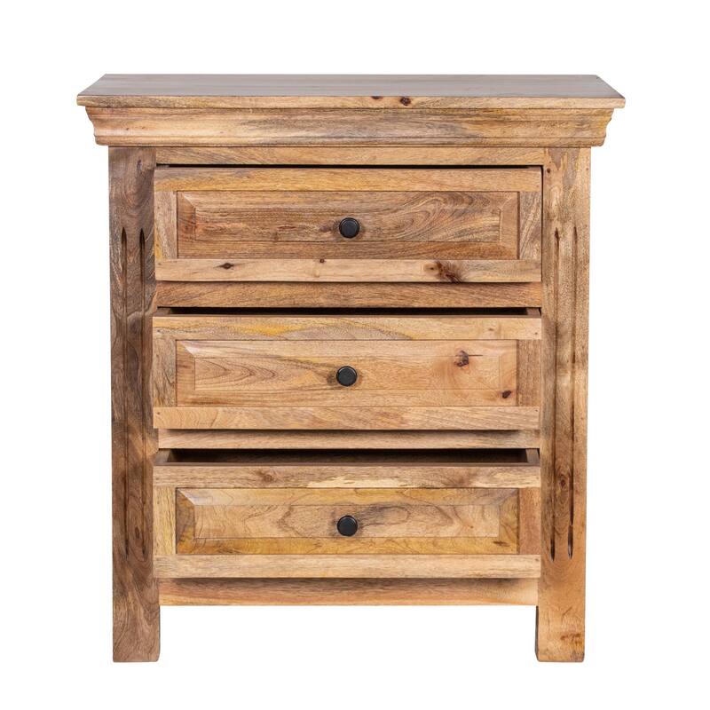Maadze 28" WIde 3-Drawers Solid Wood Nightstand