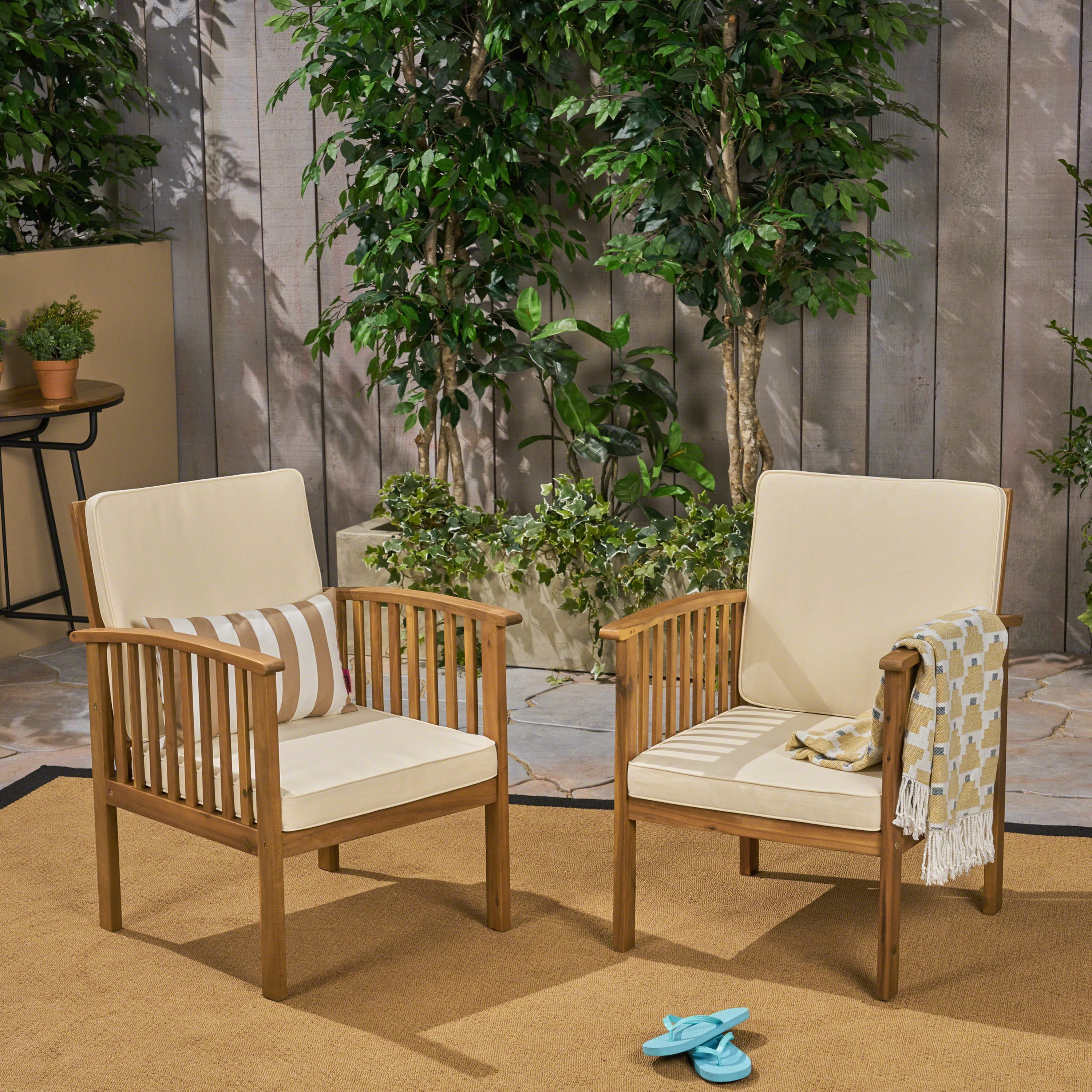 Best choice products set of 2 clearance outdoor acacia wood club chairs for patio