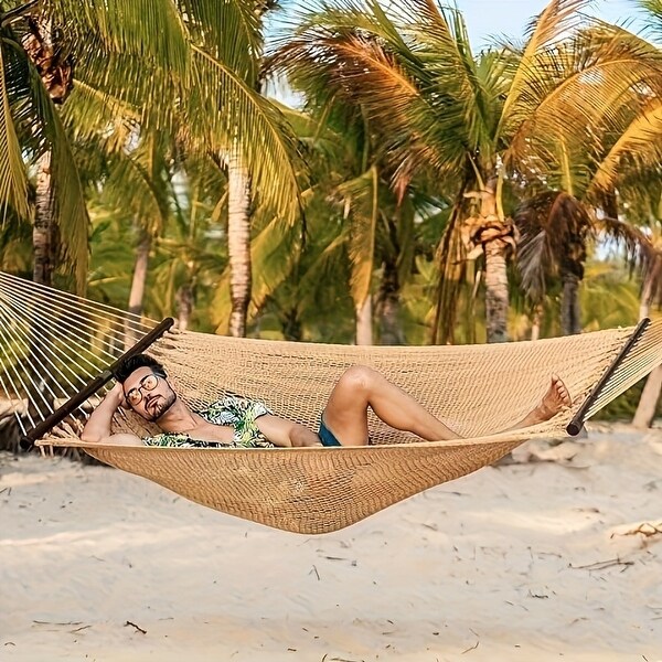 Lazy Daze 10 FT Double 2 Person Caribbean Rope Hammock, Hand Woven