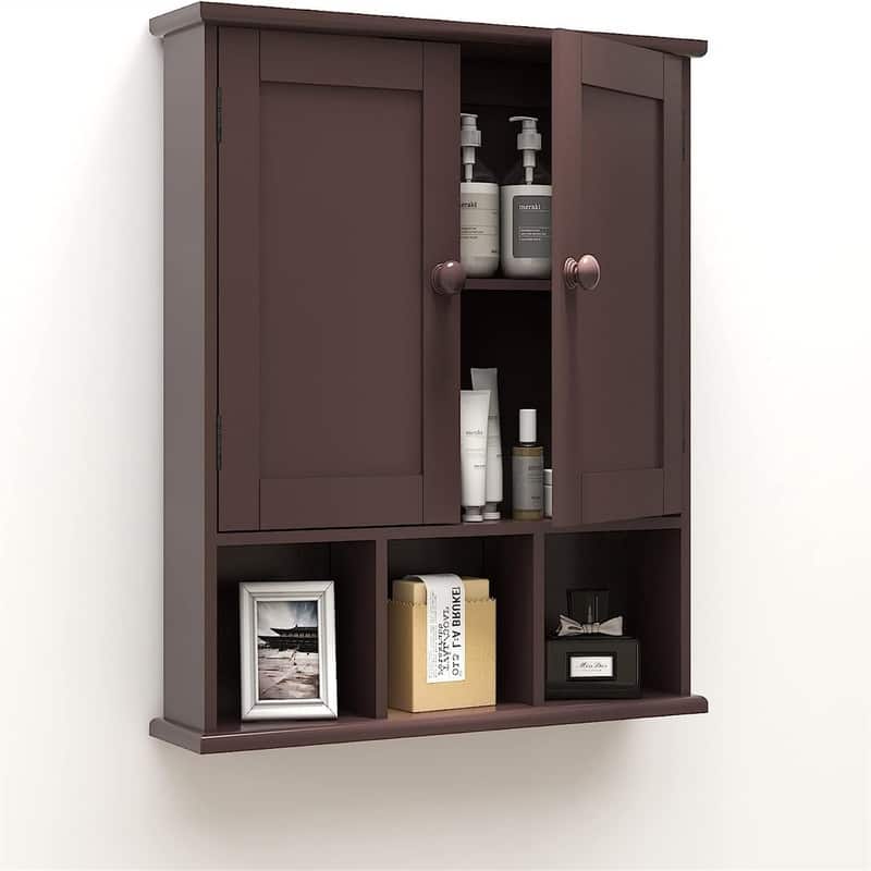 Bathroom Wall Cabinet - 5.1"D x 22"W x 22"H - Espresso