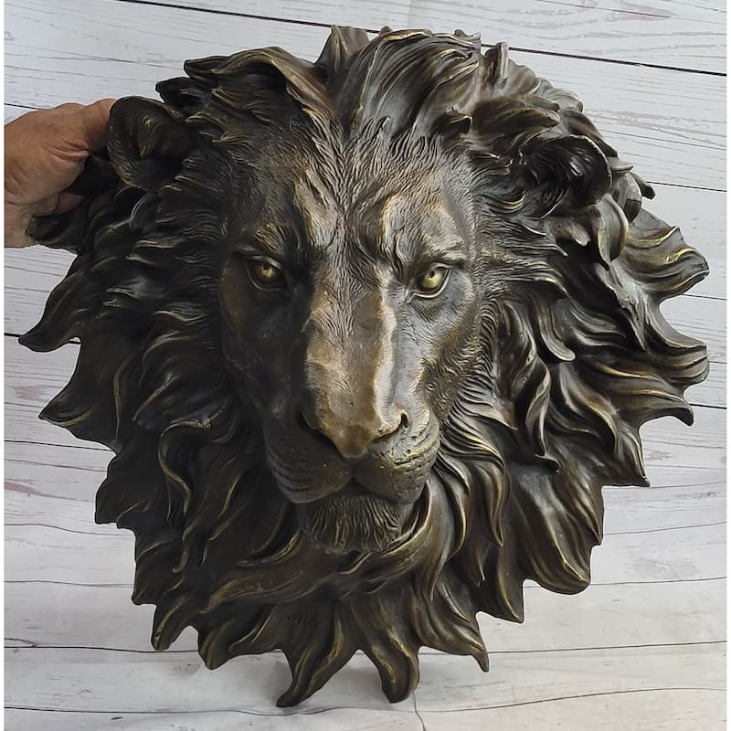 Wall Mounted Hanging Lion Head Bust Sculpture Decor Signed Original Milo 18 Inches X 18 Inches
