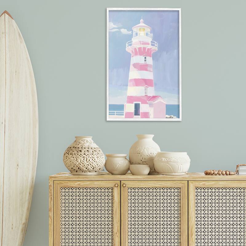 Stupell Muted Coastal Lighthouse Framed Giclee Art Design By Arlington Prints