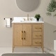 preview thumbnail 80 of 95, Vanity Art 36" Single Sink Bathroom Vanity Cabinet with Engineered Marble Countertop 36"/Golden Brushed Handle - Natural Oak